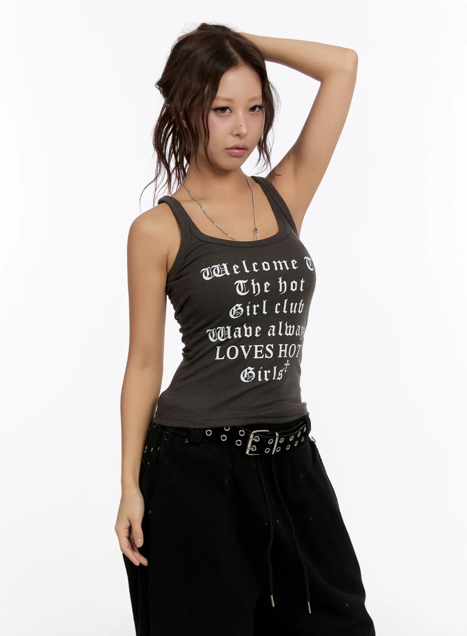 gothic-lettering-tank-top-cn527 / Dark gray