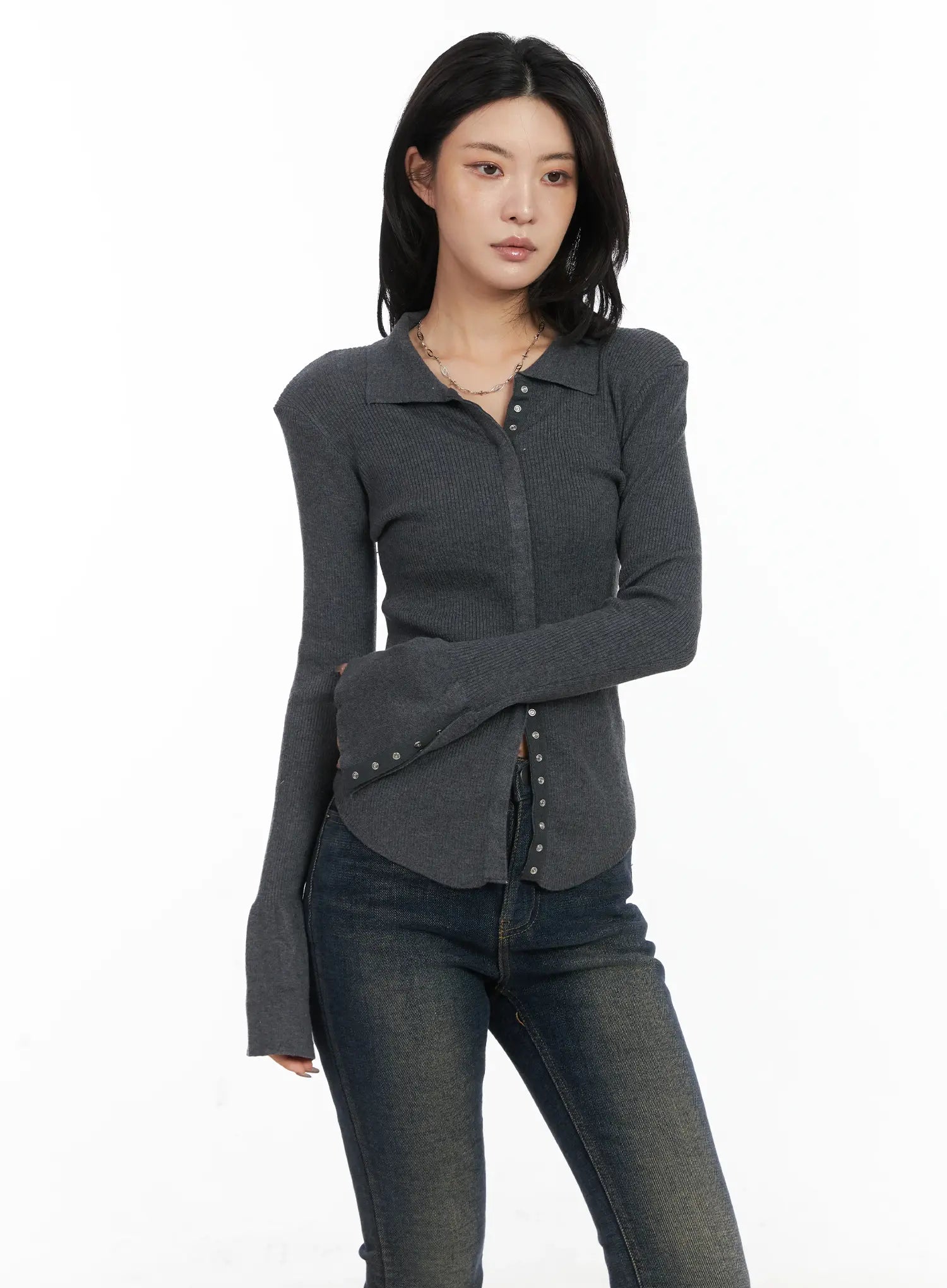 Button-Up Knit Shirt CD502