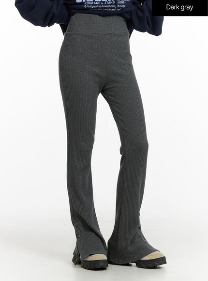 buttoned-bootcut-slim-sweat-pants-cf415 / Dark gray
