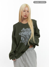 comfy-graphic-print-sweatshirt-cs426 / Dark green