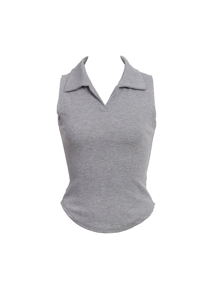 collared-tank-top-cu520 / Gray