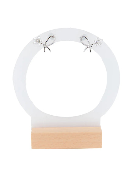 petal-shaped-lustrous-bead-earrings-cc0608 / Silver