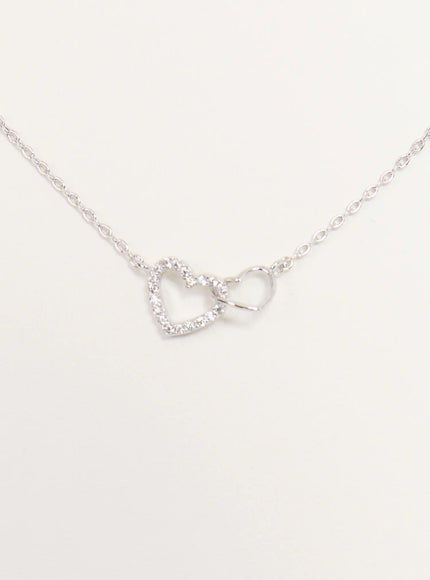 acc-double-heart-necklace-kc1008 / Silver