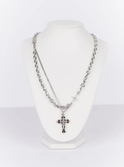 gothic-cross-pendant-necklace-io527 / Silver