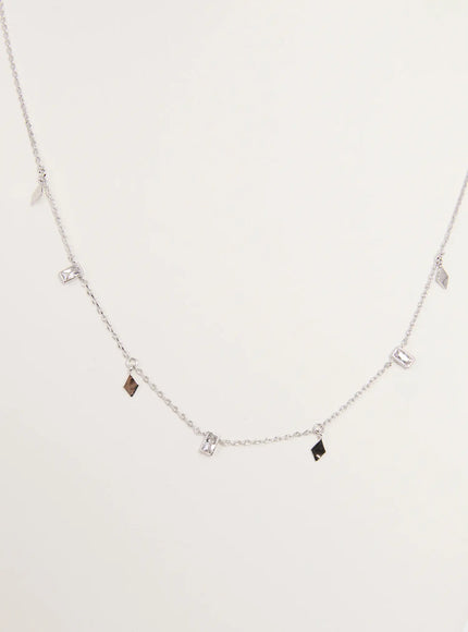 acc-geometric-drop-necklace-kc1008 / Silver