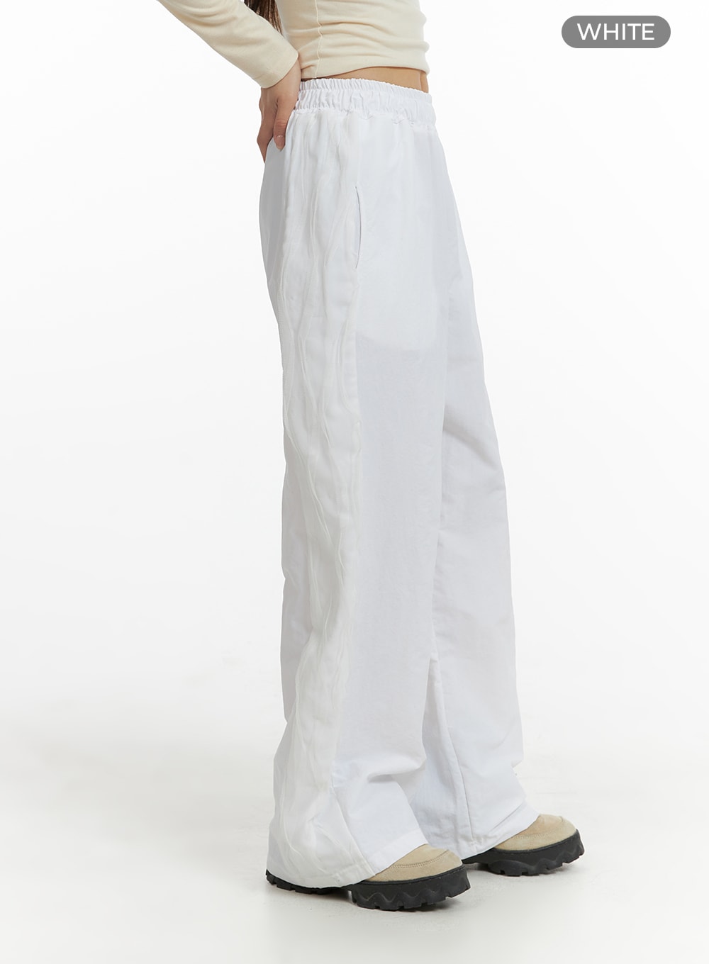 elastic-waist-cotton-wide-trousers-cm406 / White