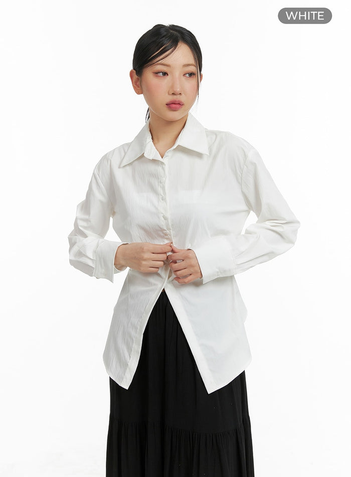 shirred-collar-blouse-long-sleeve-cm421 / White