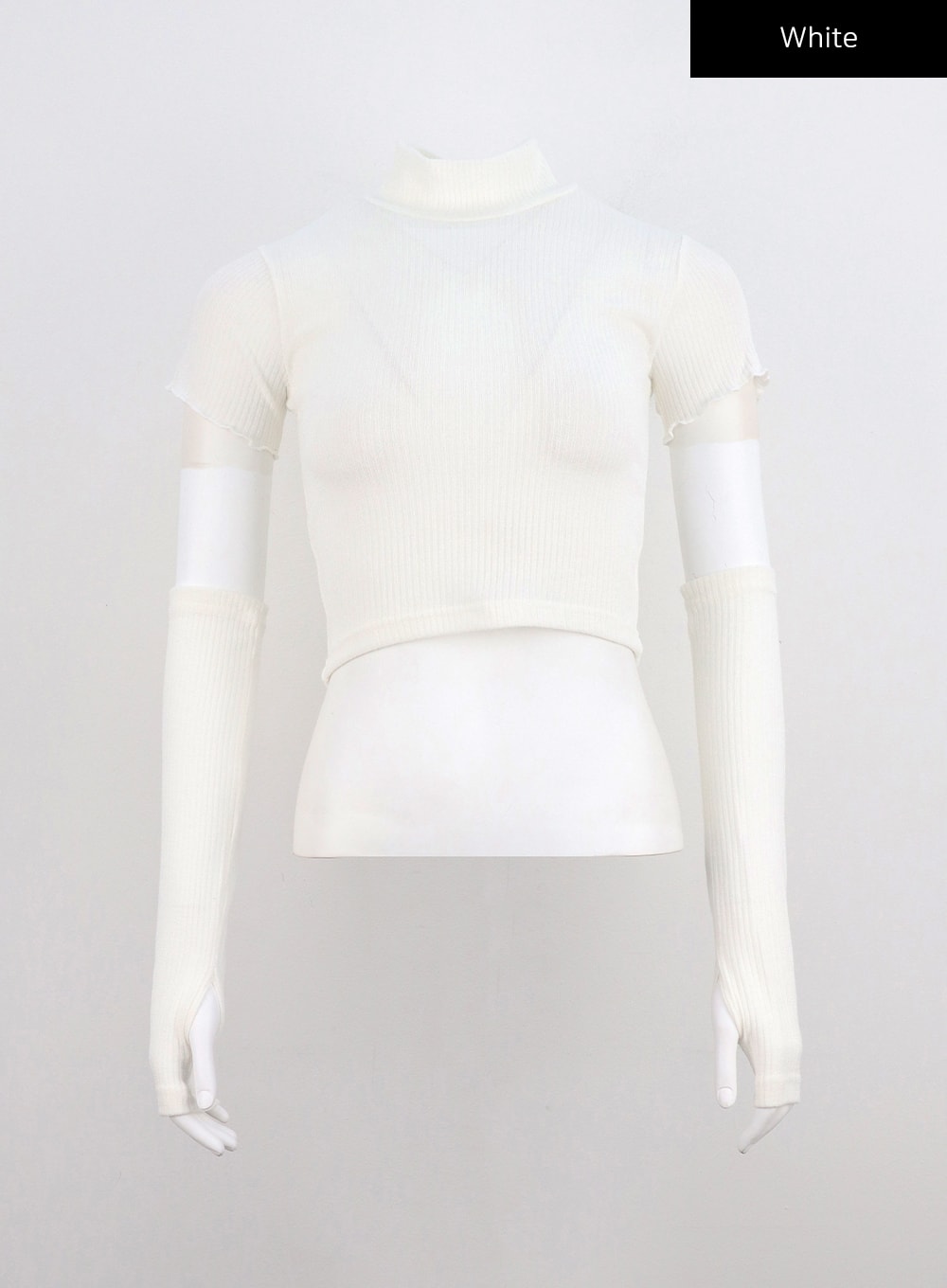 turtle-neck-short-sleeve-tee-and-warmer-set-cn301 / White