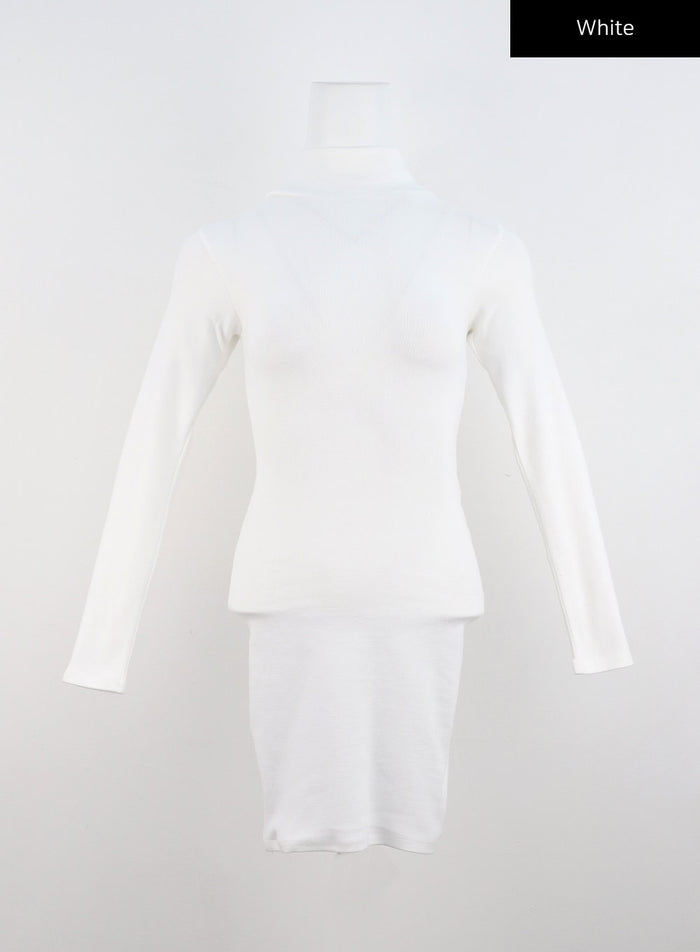 half-turtle-neck-mini-dress-cn321 / White