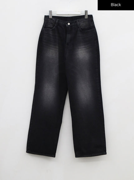 Light Washing Wide Leg Black Jeans CN23