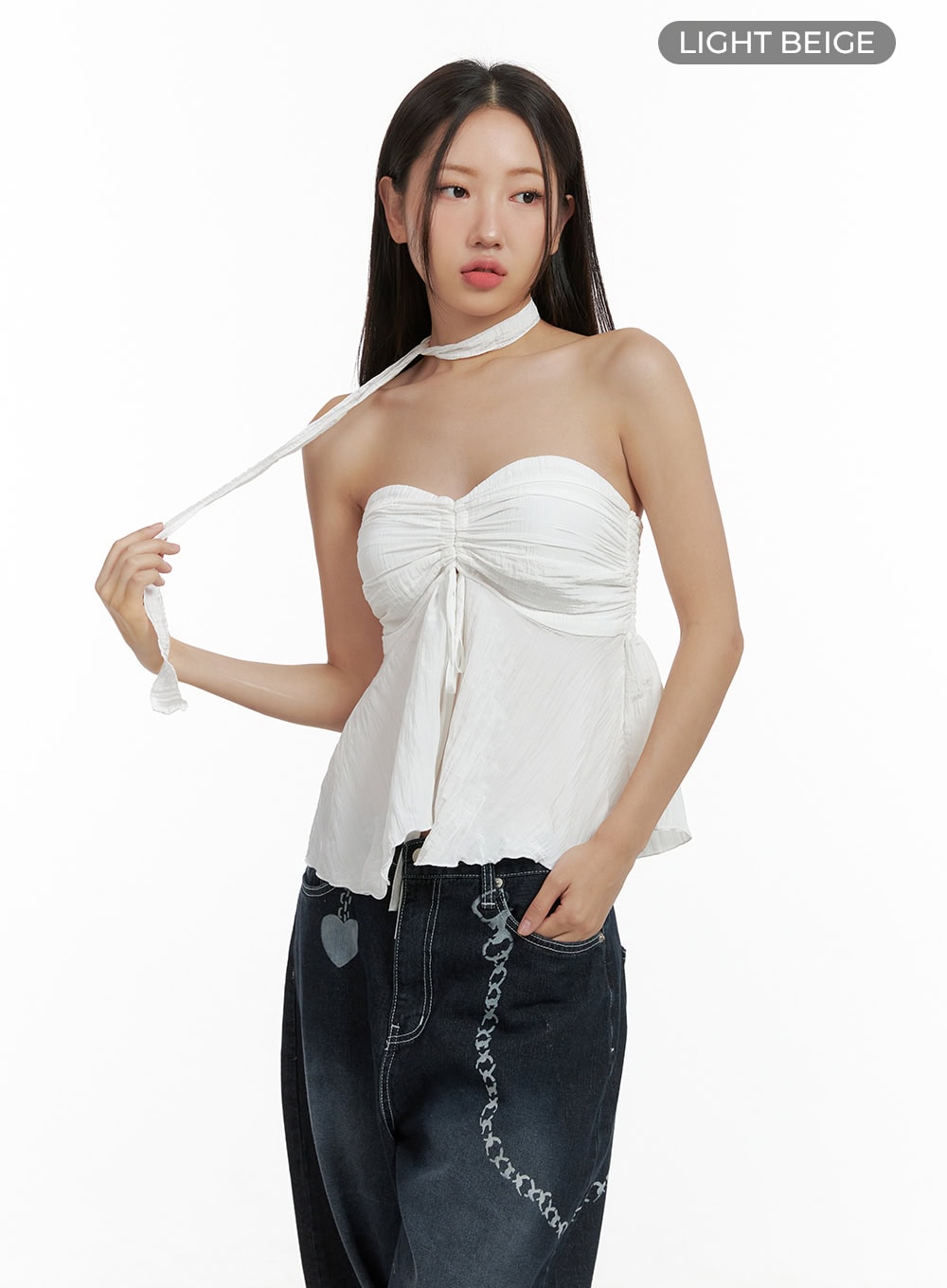flare-shirred-tube-top-cl418
