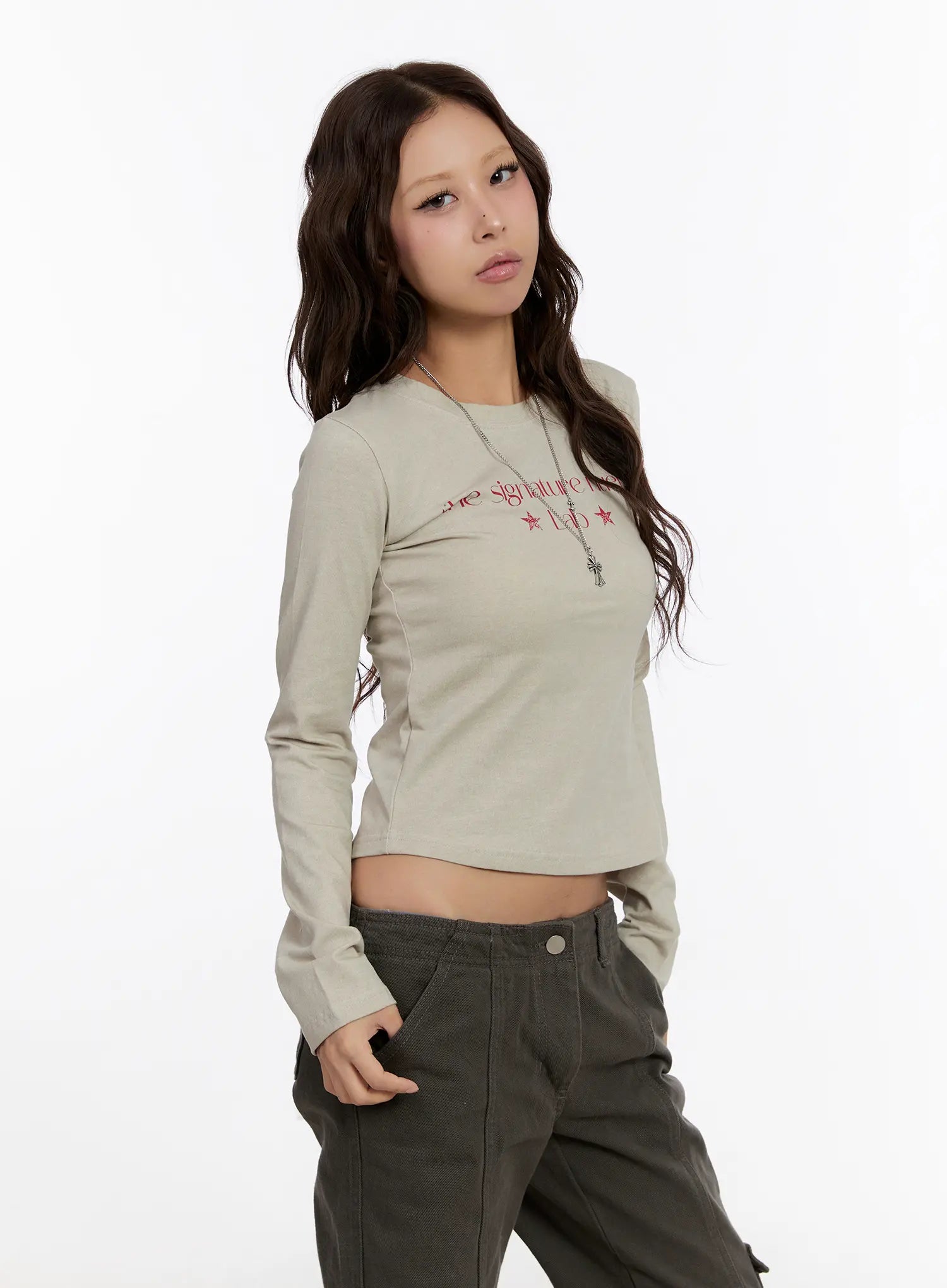 Graphic Slim Fit Long Sleeve Top CN527