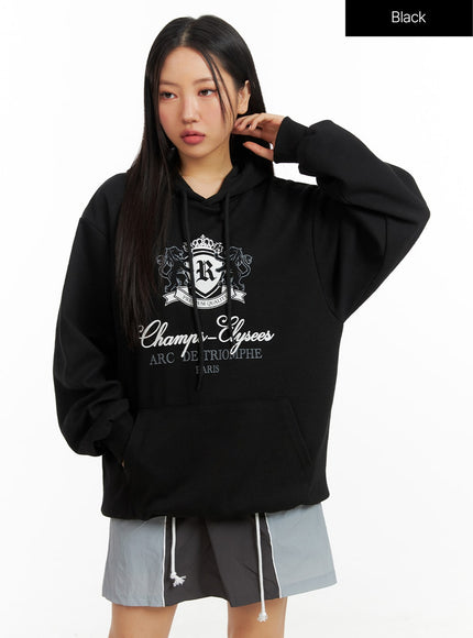 oversized-graphic-hoodie-cf414 / Black