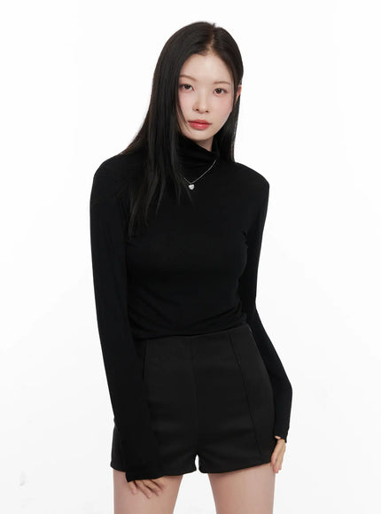 crop-turtleneck-long-sleeve-top-cn504 / Black