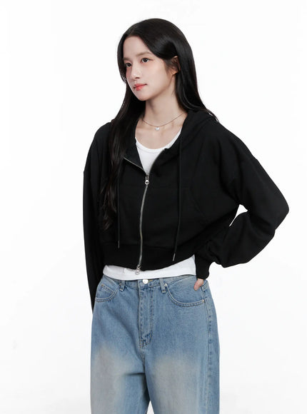 cropped-zip-up-hoodie-cs519 / Black