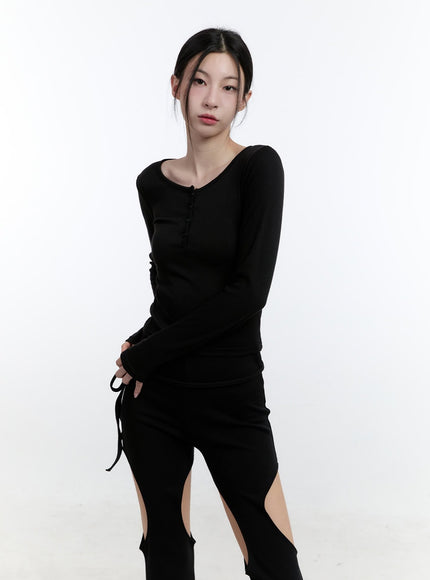 Back Cut-Out Slim-Fit Long Sleeve Top CJ521