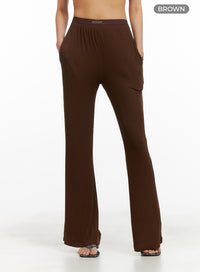 activewear-banding-waist-bootcut-leggings-cy423 / Brown