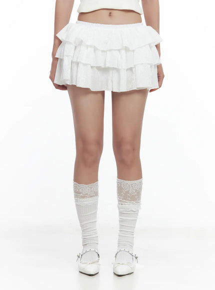 floral-embroidered-ruffle-mini-skirt-cl509