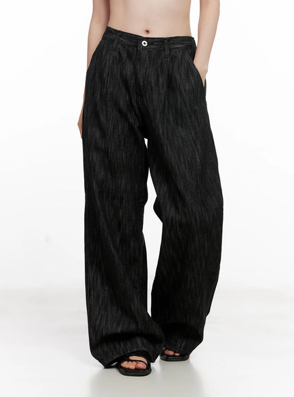 Yuha Wide-Leg Pintuck Denim Jeans CL523