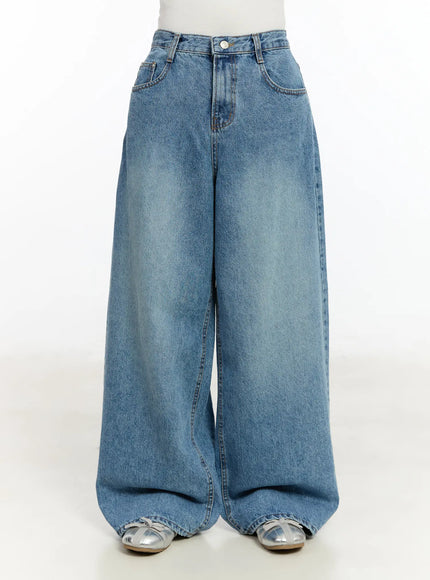 Zee Classic Washed Wide Leg Jeans CM505