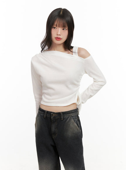 One-Shoulder Long-Sleeve Bliss Crop Top CJ501