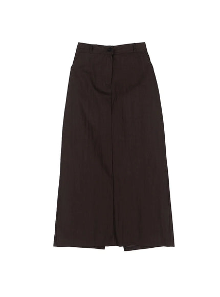 back-slit-maxi-skirt-cg521 / Dark brown