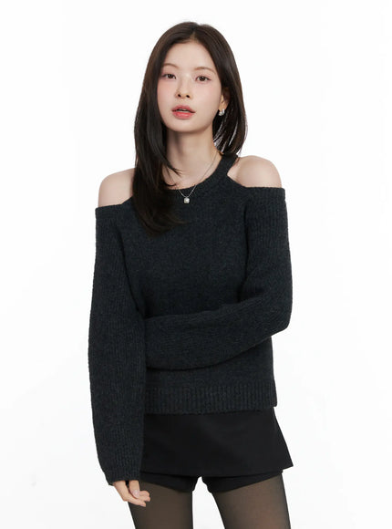 cutout-knit-sweater-cn519 / Dark gray