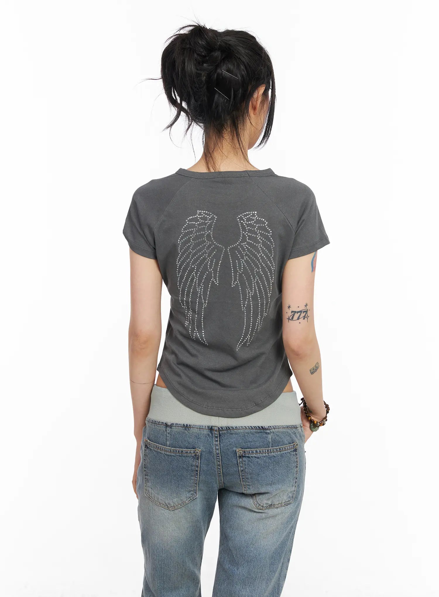 angelic-rhinestone-t-shirt-cm517 / Dark gray