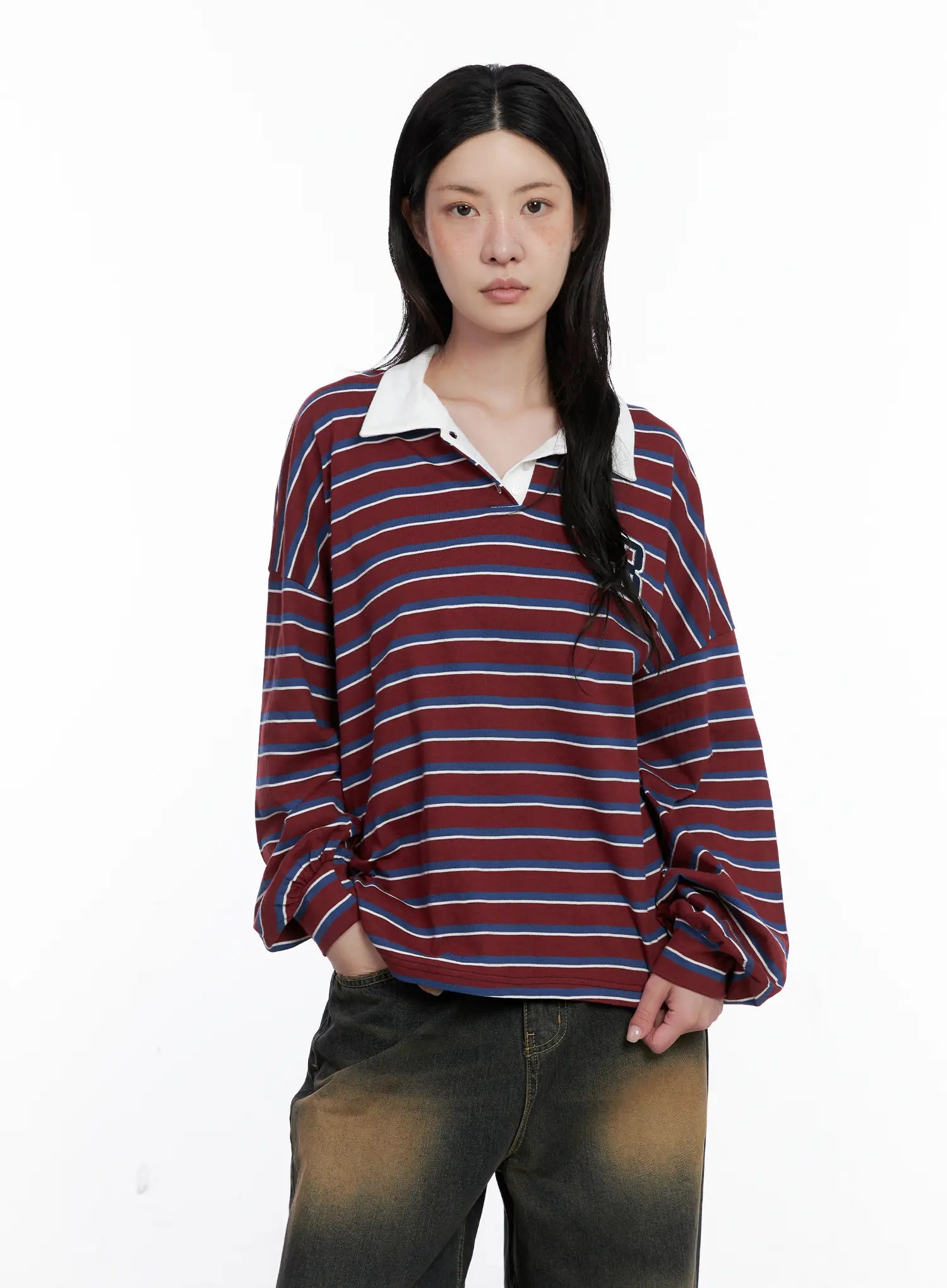 Striped Polo Long Sleeve Shirt CS526