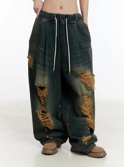Yoomi Distressed Wide Leg Jeans CM511