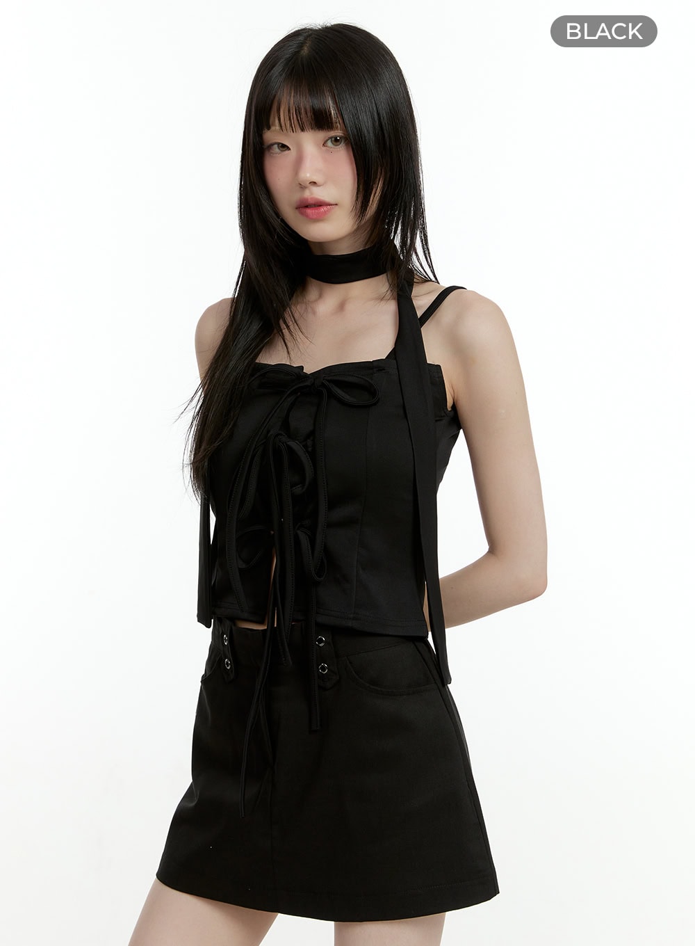 ribbon-strap-sleeveless-top-with-scarf-cl426