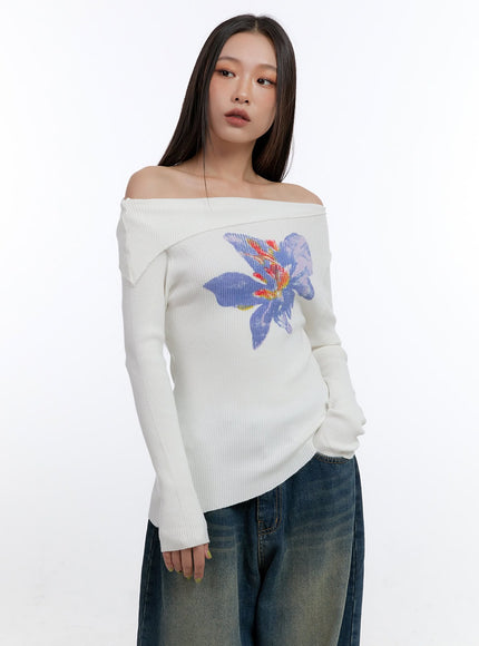 floral-unbalanced-off-shoulder-tee-cn401