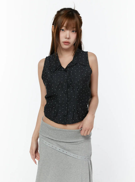 polka-dot-sleeveless-blouse-cy518