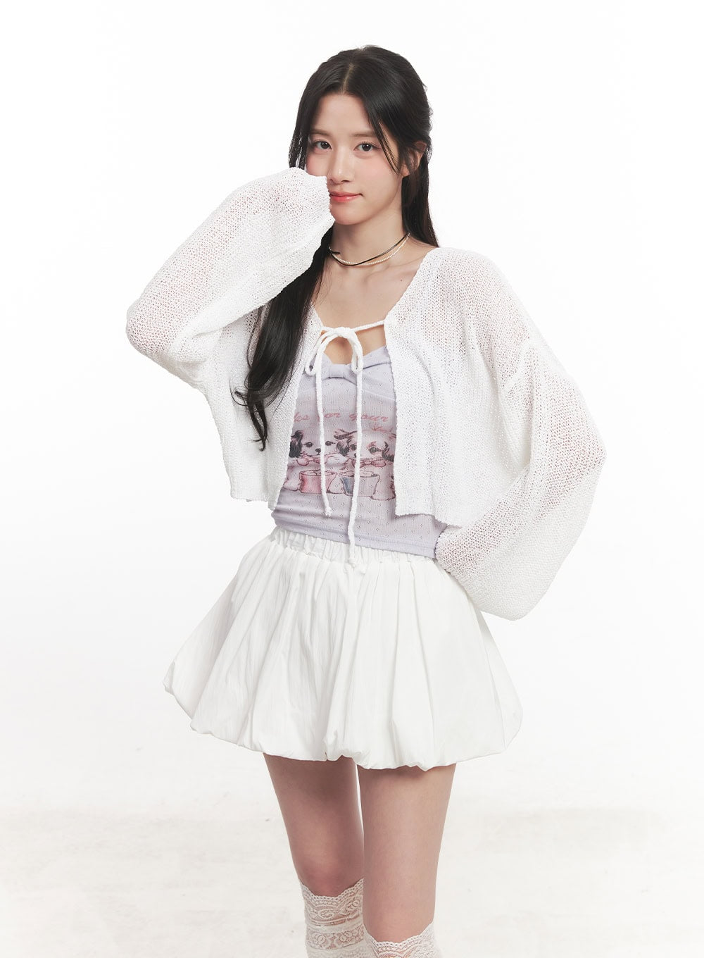 Tie-Up Cropped Cardigan CA510