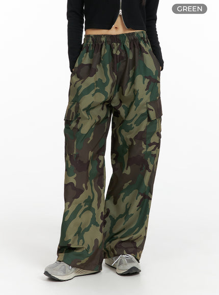 camo-cargo-baggy-pants-unisex-cf423 / Green