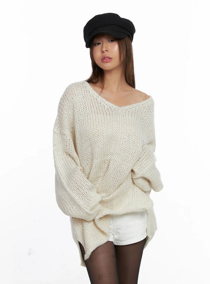 chunky-loose-fit-sweater-cs524 / Light beige
