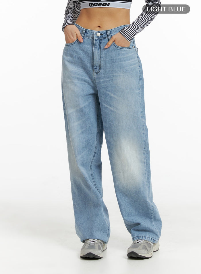cotton-cloud-washed-straight-jeans-cm407 / Light blue