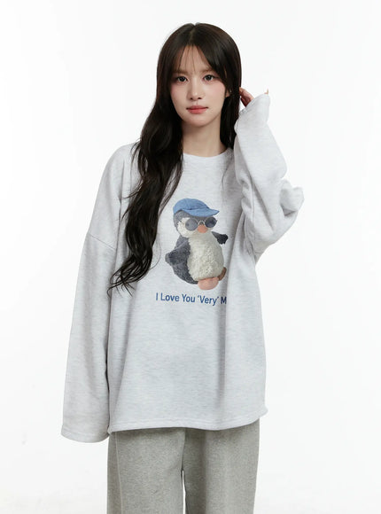 i-love-you-graphic-loose-fit-shirt-cd514 / Light gray