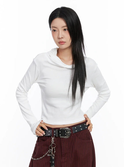 classic-slim-fit-crop-hoodie-co507 / White