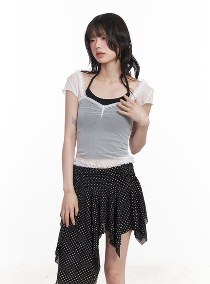 puff-sleeve-sheer-top-cy520 / White