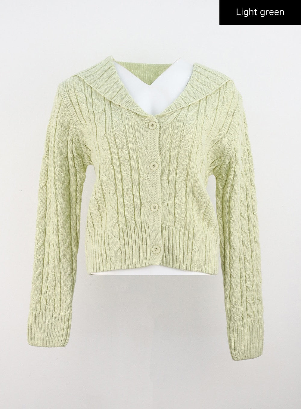 Cable Wide Collar Knit Cardigan CS314