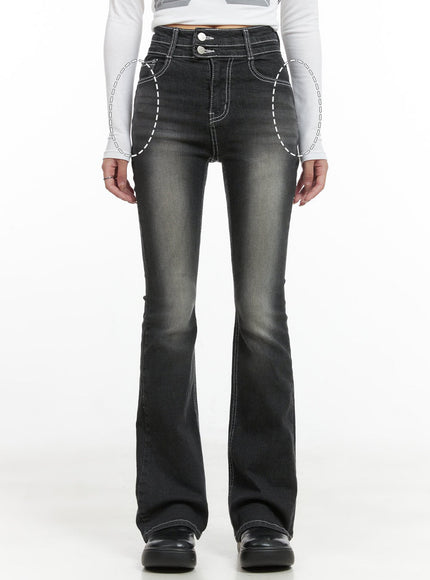Gigi Two-Button Slim Bootcut Jeans CG421