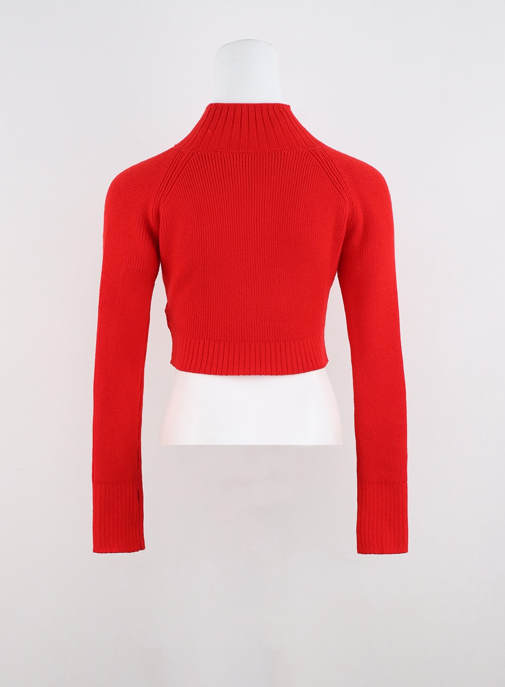 Half Turtle Neck Cut Out Crop Knit Sweater IN322