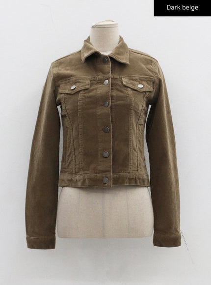 Cotton Blend Button Cropped Jacket CJ303
