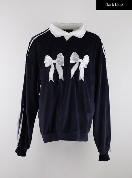 terry-collar-double-ribbon-sweatshirt-cd319