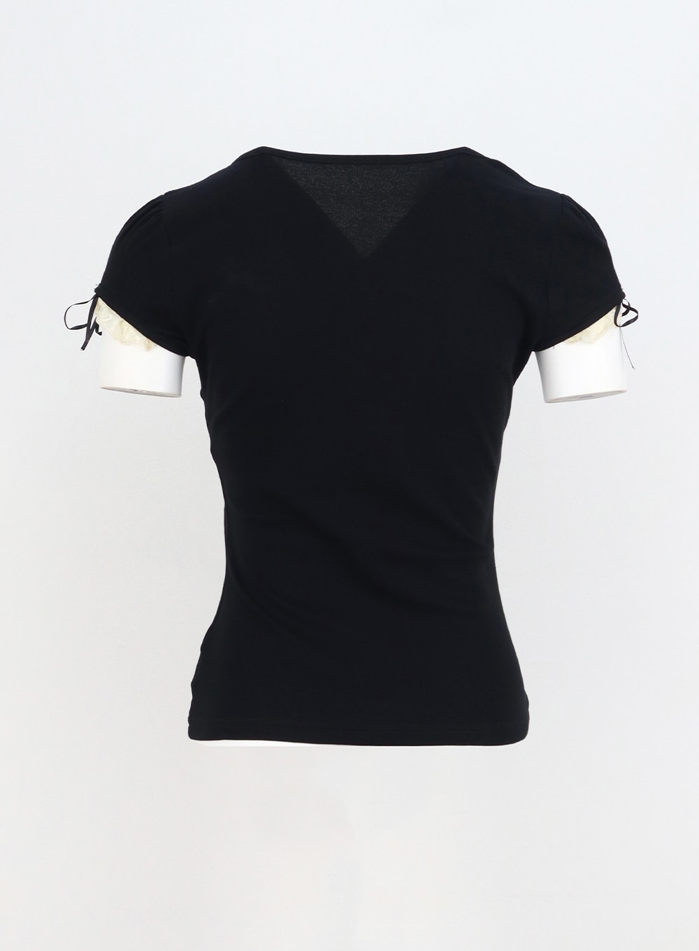 Myla Scoop Neck Lace Trim Rib Tee Black