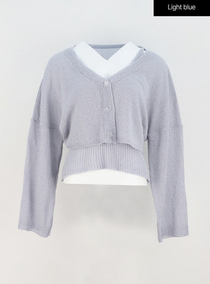 Mesh Top And Cardigan Set OY317