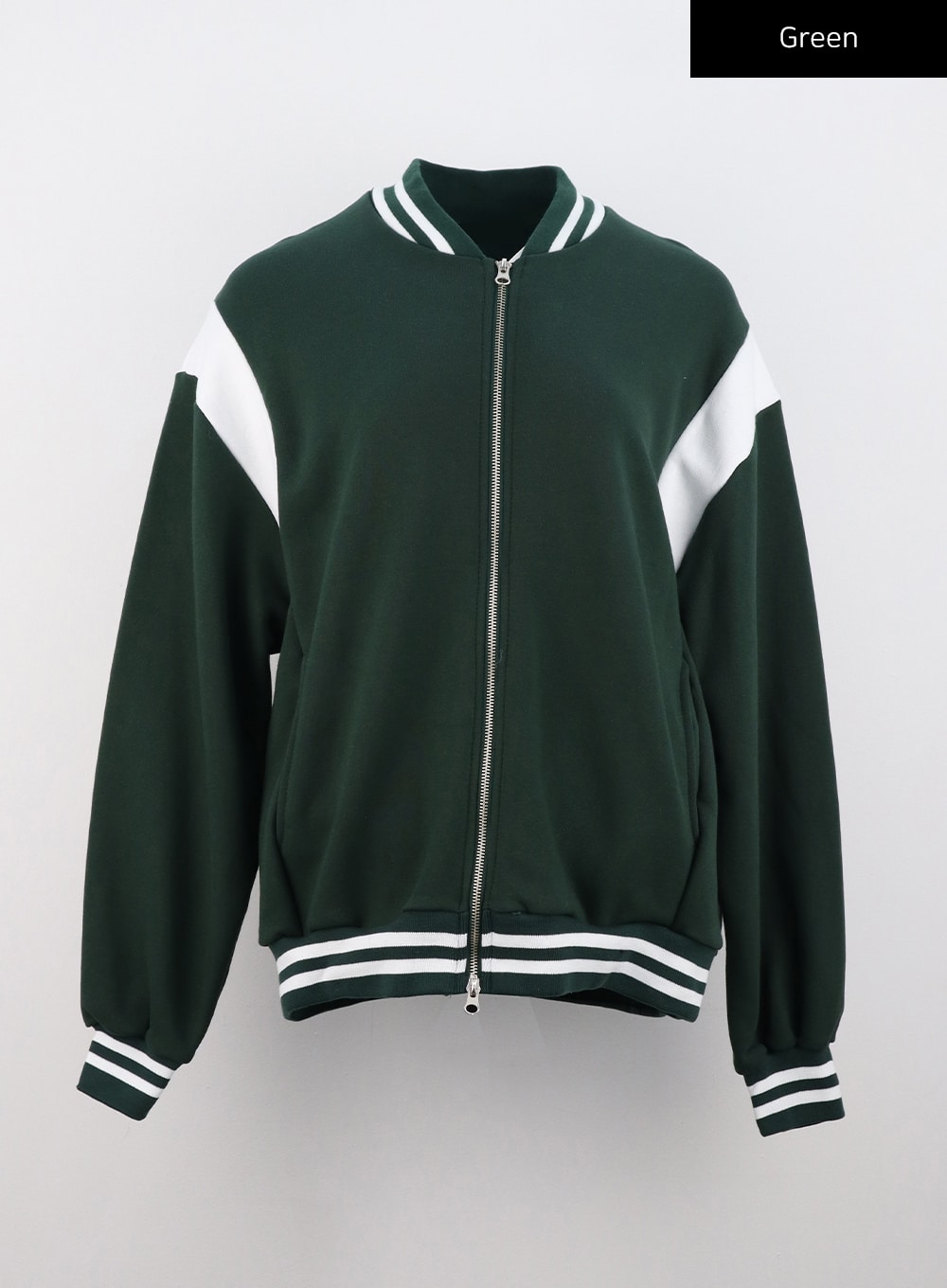 Black Body with Forest Green Sleeves Satin Varsity Jackets