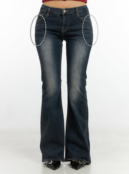 Ingrid Low-Rise Washed Flared Denim Jeans CN404