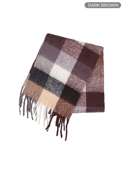 Checkered Wool-Blend Scarf OO429